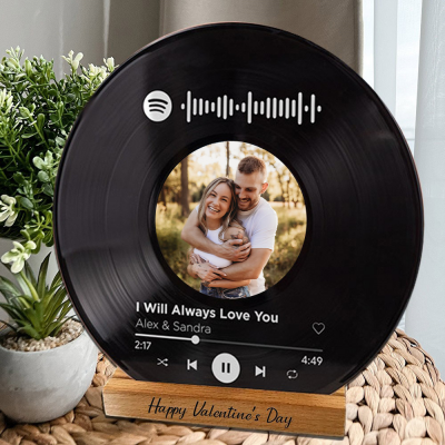 Personalised Spotify Song Plaque Photo Vinyl Record Keepsake Gifts for Couples Valentine's Day Gifts for Her Him