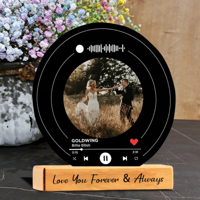 Custom Spotify Music Vinyl Record with Photo Wedding Anniversary Gifts for Her Him Valentine's Day Gift for Couples