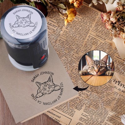 Custom Pet Portrait Address Stamp Personalised Return Address Stamp Gifts for Cat Lovers Memorial Gift for Pet Lovers
