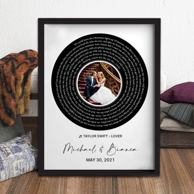 Personalised Wedding Song Lyrics Print Frame Keepsake Gifts for Couples 1st Wedding Anniversary Gift