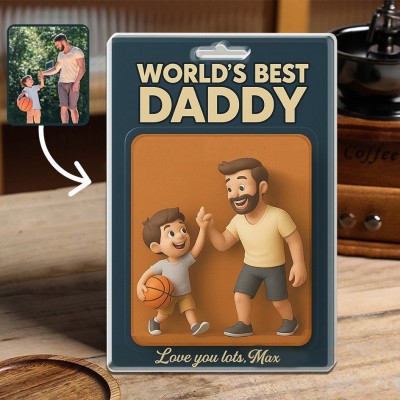 Custom Photo Dad And Kids Action Figure Acrylic Block Unique Gifts for Dad Father's Day Gift