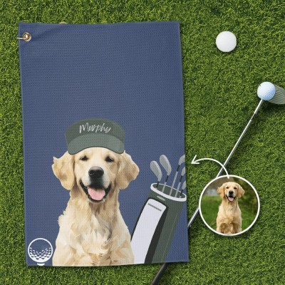 Custom Pet Dog Golf Towel with Pet Photo and Name Gifts for Dog Lover Pet Lover Gifts Golf Lover Gift Ideas