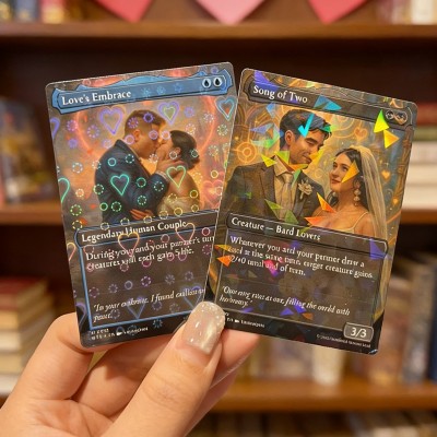 Custom Couples Anime Style Photo Magic Card Keepsake Gifts for Couple Anniversary Gift Valentine's Day Gift