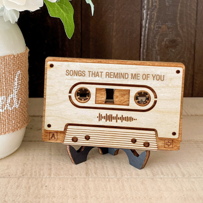 Personalised Wood Playlist Plaque Spotify Mixtape Cassette Tape Anniversary Gift for Wife Husband Christmas Gift