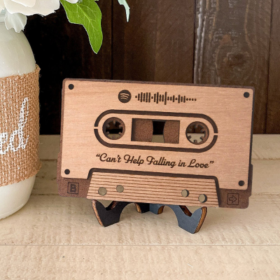 Custom Wood Playlist Plaque Spotify Mixtape Cassette Tape Gifts for Couples 5th Anniversary Gifts Christmas Gift