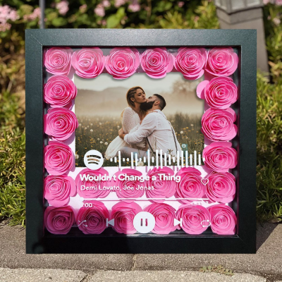 Custom Spotify Music Code Paper Flower Shadow Box With Photo Couple Gifts For Her Unique Christmas Gifts