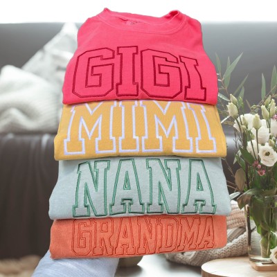 Personalised Grandma Embroidered Sweatshirt Hoodie Unique Gift for Grandma Mum Christmas Gifts