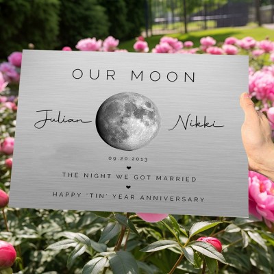 Personalised Our Moon Phase Print Gift for Wife Husband 10 Years Anniversary Gifts Wedding Gift Ideas