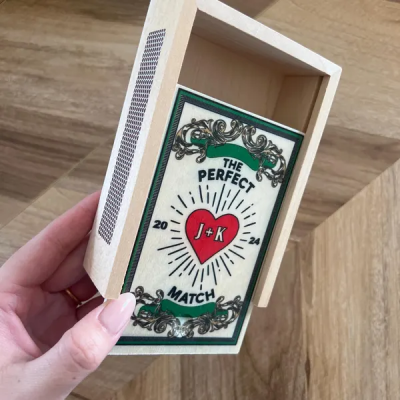 Personalised Wood Matchbox for Couples Keepsake Gift for Anniversary Valentine's Day Gifts for Boyfriend