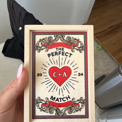 The Perfect Match Wood Matchbox with Engraved Initial Personalised Gifts for Couples Wedding Anniversary Gift Valentine's Day Gifts