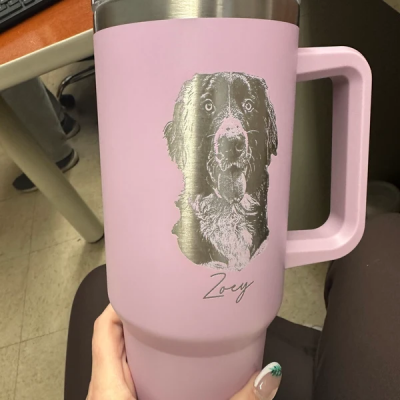 Custom Dog Photo Portrait 40oz Tumbler Personalised Gifts for Dog Moms Pet Lovers Gift
