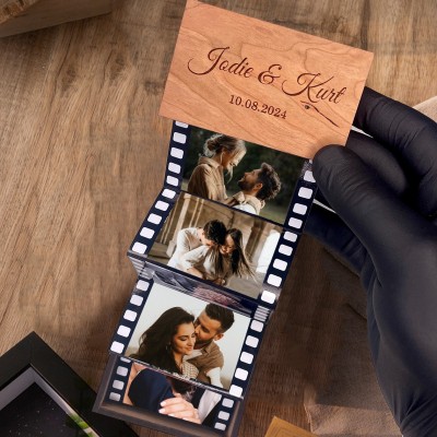 Custom Wooden Pull Out Photo Album Box Unique Couples Gifts Anniversary Gift Ideas Valentine's Day Gifts for Her