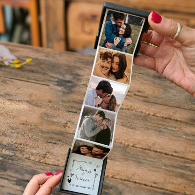 Personalised Pull Out Photo Album Box Couple Memory Keepsake Box Anniversary Gifts for Wife Valentine's Day Gifts for Her