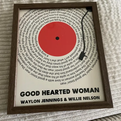 Custom Vinyl Song Lyrics Print Wooden Frame Wedding Anniversary Gifts for Her Him Gift for Couples