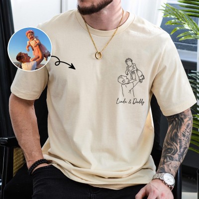 Custom Daddy Photo Portrait T-shirt Sweatshirt Gifts for Dad Unique Father's Day Gift Ideas
