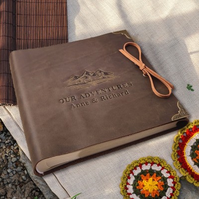 Personalised Our Adventure Book Leather Photo Album for Couples Anniversary Gifts for Husband Valentine's Day Gift for Him