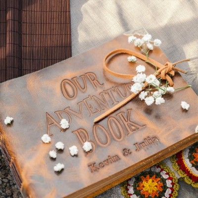 Personalised Leather Scrapbook Adventure Book for Couples Unique Anniversary Gifts for Wife Valentine's Day Gifts for Her