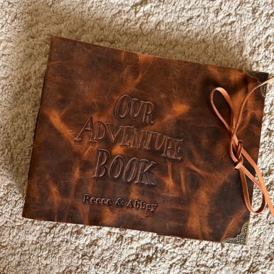 Our Adventure Book Personalised Leather Scrapbook Photo Album Valentine's Day Gift for Couples Love Gifts for Anniversary