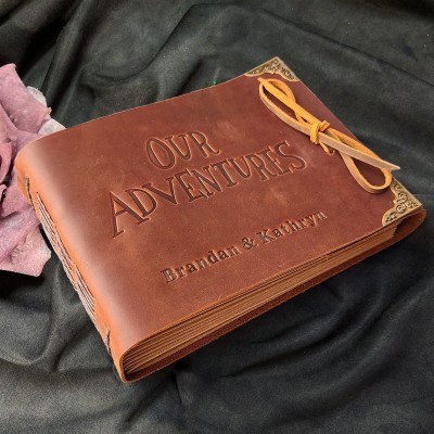 Our Adventure Book Leather Travel Photo Album Personalised Gifts for Her Him Valentine's Day Gift for Couples Anniversary Gift