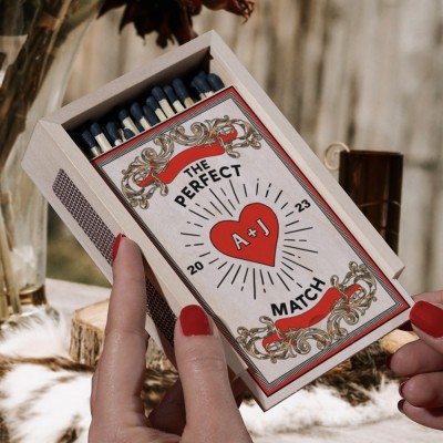 Personalised Couple Wood Matchbox Housewarming Gift Anniversary Gift Ideas Valentine's Day Gifts for Couples