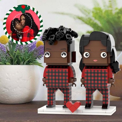 Black Couple Pajamas Brick Figures Custom Brick Me Figures from Photo Unique Gifts for Couples Anniversary Gift for Her Him