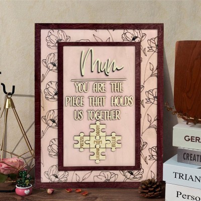 Personalised Mum Wooden Puzzle Sign with Kids Names New Mum Gift Unique Gifts for Mum Mother's Day Gift Ideas