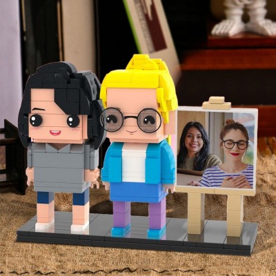 Brick with Frame Figures Custom Full Body 2 People Brick Figures Unique Gifts for Friend Birthday Gift for Her