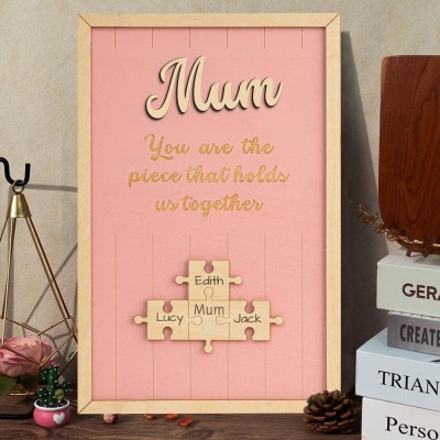 Personalised Mum You Are The Piece That Hold Us Together Wooden Puzzle Sign With Name Pieces Unique Gift For Mum Grandma Mother's Day Gifts