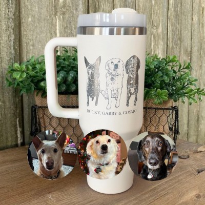 Custom Dog Photo Portrait Tumbler with Names Personalised Gifts for Dog Lovers Unique Pet Lovers Gift