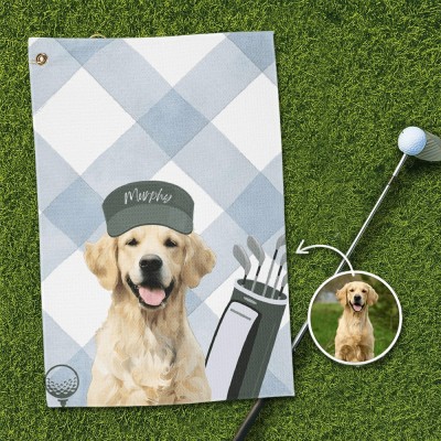 Custom Pet Dog Golf Towel with Pet Photo and Name Gifts for Dog Lover Pet Lover Gifts Golf Lover Gift Ideas