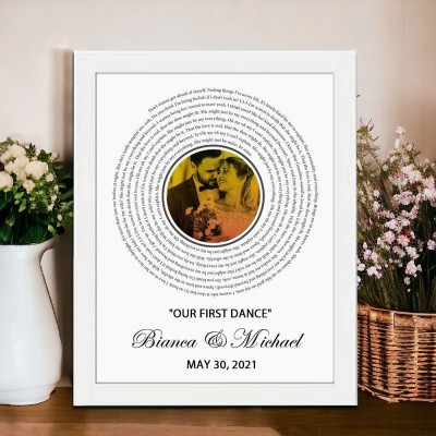 Personalised Our First Dance Record Song Lyrics Print Frame Gifts for Couples Wedding Anniversary Gift Ideas