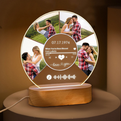 Personalised Spotify Photo Music Plaque Song Acrylic Night Light Wedding Anniversary Gift Valentine's Day Gift for Couples