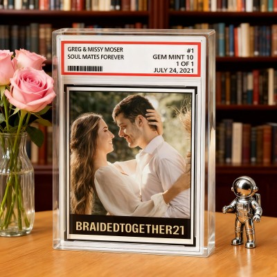 Custom Couple Photo Trading Card Style Acrylic Block Plaque Gifts for Couples Wedding Anniversary Gift