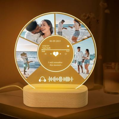 Personalised Spotify Music Plaque Night Light with Photo for Couple Anniversary Gifts for Wife Christmas Gift