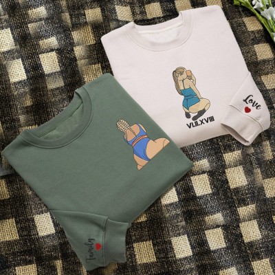 Custom Embroidered Spicy Portrait Sweatshirt Couples Gifts Anniversary Gift Ideas Valentine's Day Gifts for Boyfriend Husband