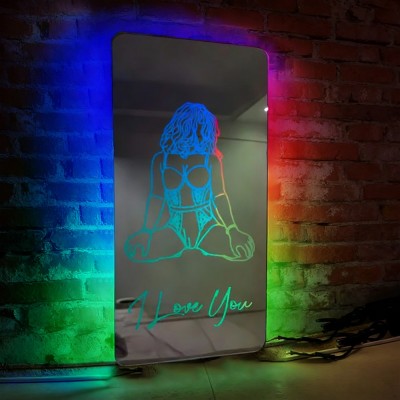 Custom Seductive Portrait Mirror LED Night Light Unique Gift for Couples Birthday Gift for Boyfriend Valentine's Day Gift