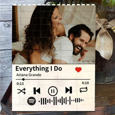 Personalised Spotify Code Photo Building Block Puzzle for Couples Anniversary Gift Ideas Valentine's Day Gifts for Her Him
