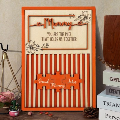 Custom Wooden Mummy Puzzle Pieces Sign With Kids Names Custom Family Sign Gift for Mum Grandma Unique Mothers Day Gift Ideas