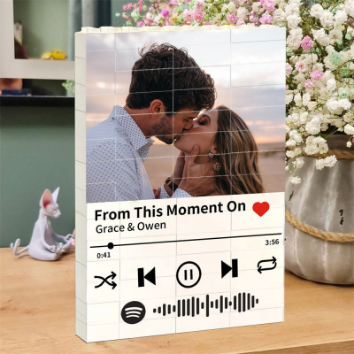 Spotify Music Building Brick Photo Puzzle Personalised Gifts for Soulmate Anniversary Gift Valentine's Day Gift for Couples