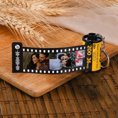 Personalised Photo Film Roll Keychain with Spotify Music Code Keepsake Gifts for Couple Anniversary Gift Ideas Valentine's Day Gifts