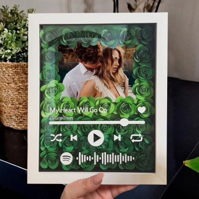 Custom Couple Photo Spotify Flower Shadow Box Gifts For Her Christmas Gift Ideas