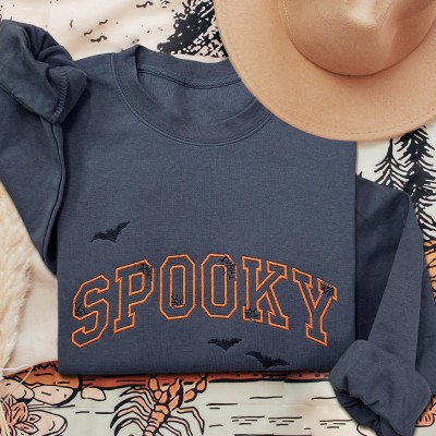 Spooky Embroidered Halloween Sweatshirt Funny Gift for Her Halloween Gift Ideas