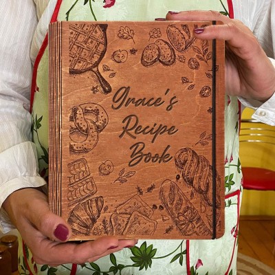 Custom Family Wooden Recipe Book Blank Binder Unique Gifts for Mum Grandma Christmas Gift