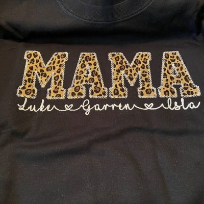 Custom Mama Leopard Print Embroidered Sweatshirt Hoodie Unique Gift For Mum Christmas Gift Ideas