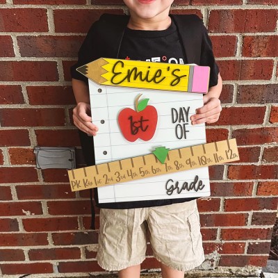 Personalised First/100th/Last Day of School Interchangeable Photo Prop Back to School Gifts for Kids