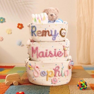Personalised Handmade Baby Basket with Name Toys Storage Basket Baby Shower Gift Newborn Gift 