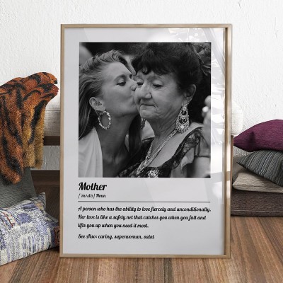 Custom Mum Print Photo With Frame Family Gift From Daughter Personalised Mother Definition Poster First Mother's Day Gift