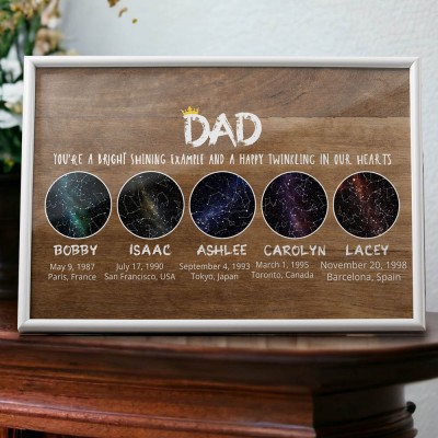 Personalised Star Map Print Frame Unique Keepsake Gifts for Dad Christmas Gift Ideas