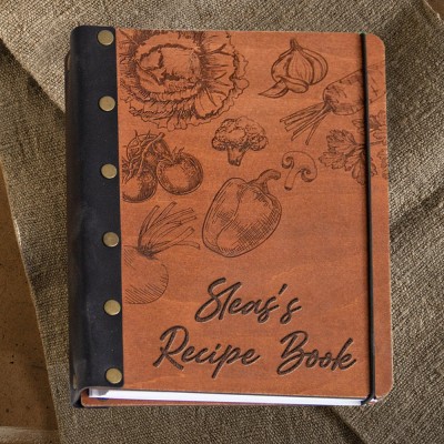Leather Bound Journal Recipe Book Blank Binder Personalised Gifts for Mum Grandma Christmas Gift Ideas