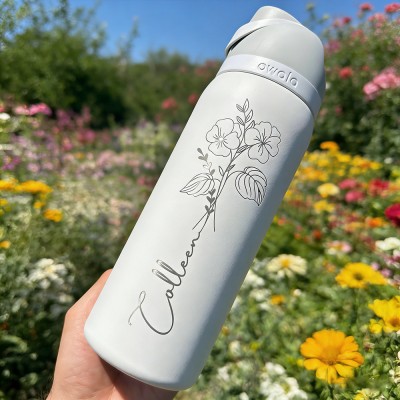 Personalised Birth Flower Owala Tumbler With Name Custom Birth Flower Tumbler Unique Bridesmaid Proposal Gifts for Her Party Favor
